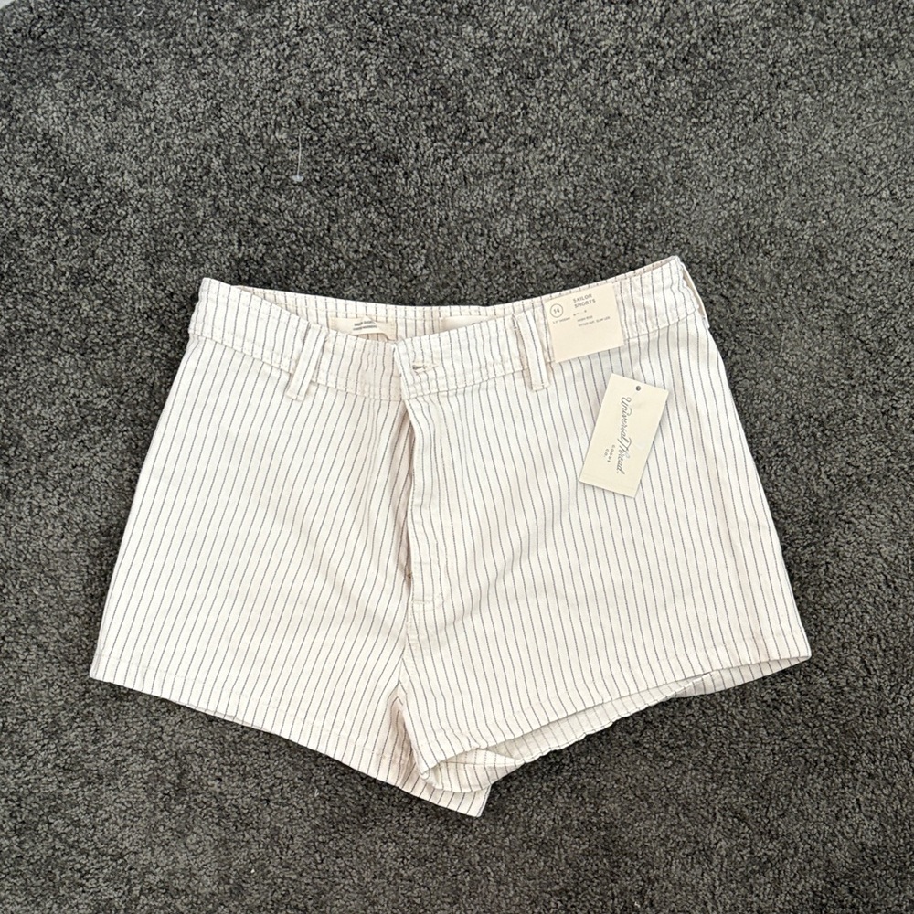 Universal Thread High Waist Striped Shorts - Cream